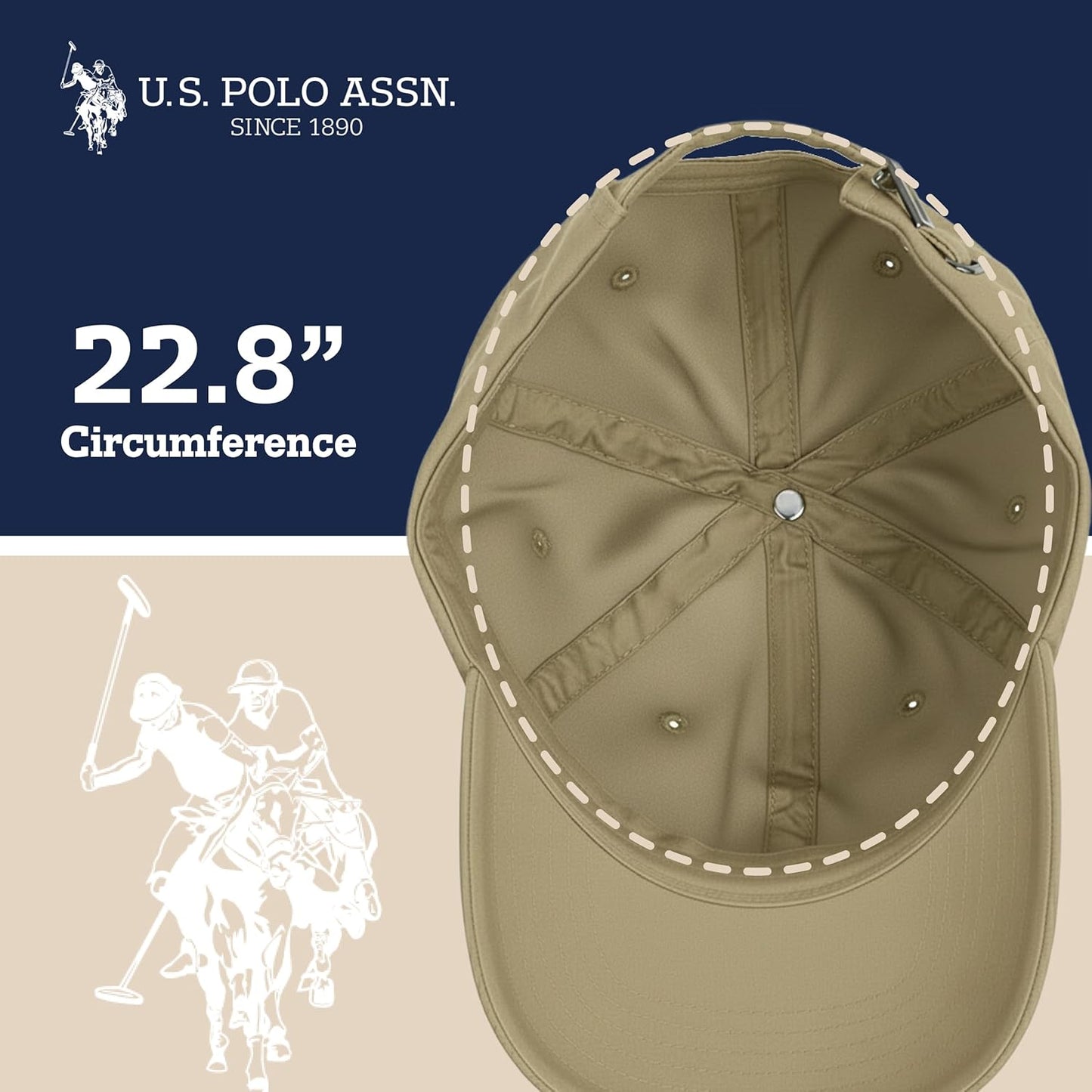 U.S. Polo Assn. mens U.s. Polo Assn. Washed Twill Cotton Adjustable Hat With Pony Logo and Curved Brim Baseball Cap, Khaki, One Size US