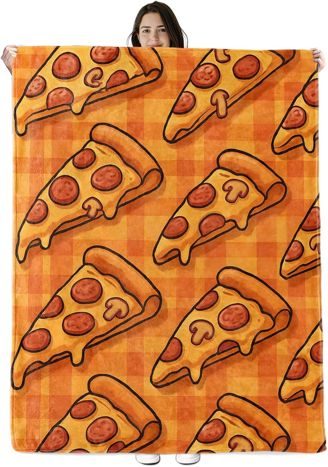 Pizza Slice Blanket Gifts for Boys Girls Kids, Pepperoni Pizza Warm Soft Flannel Throw Blankets for Bedroom, Travel, Sofa, Room, Birthday Christmas Spring Decor, 50x60 in