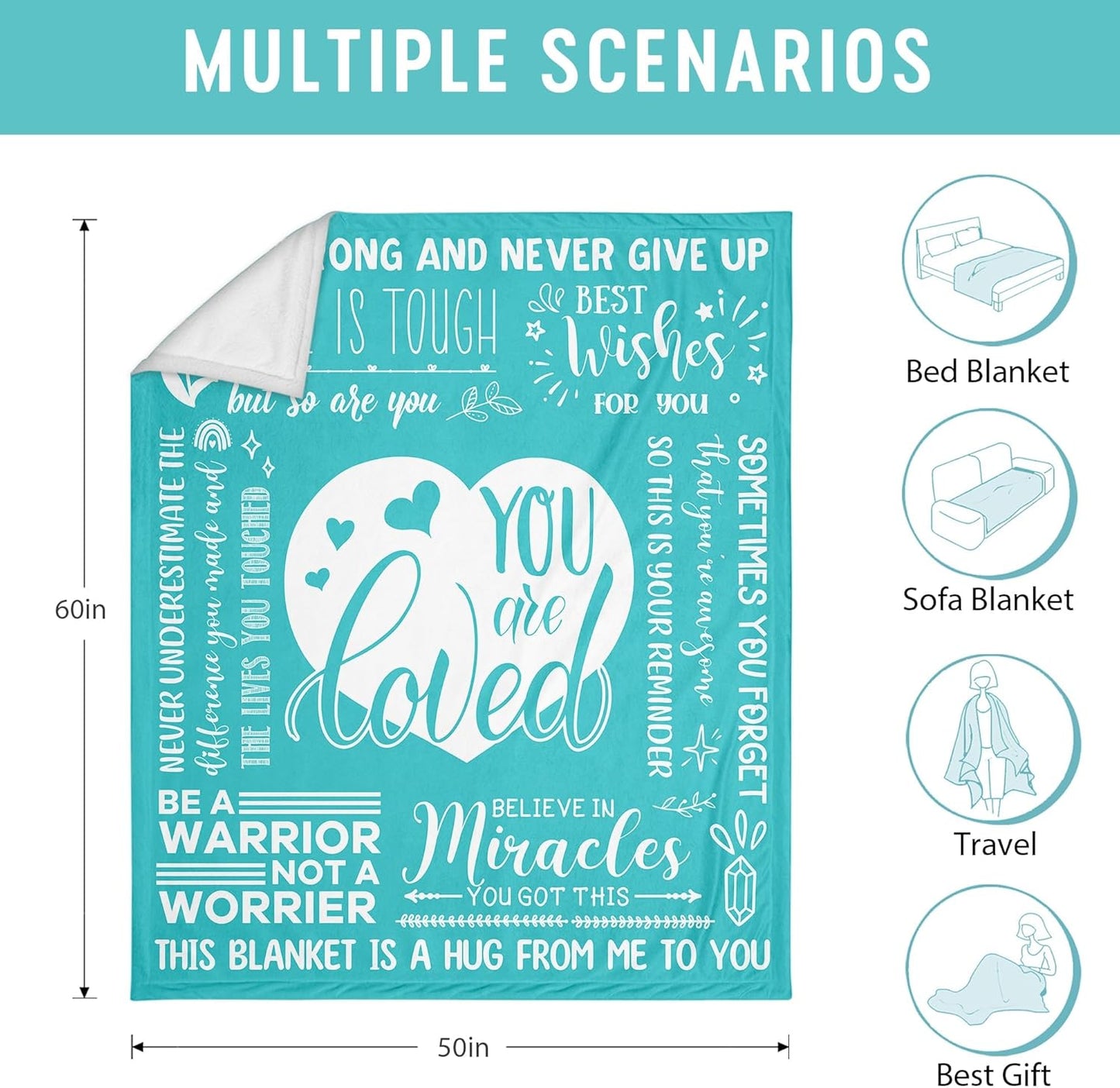 Get Well Gifts for Women After Surgery, Breast Cancer Gifts for Woman, Thinking of You Gifts for Women, Feel Better Gifts for Woman Green Throw Blanket 60"x50"