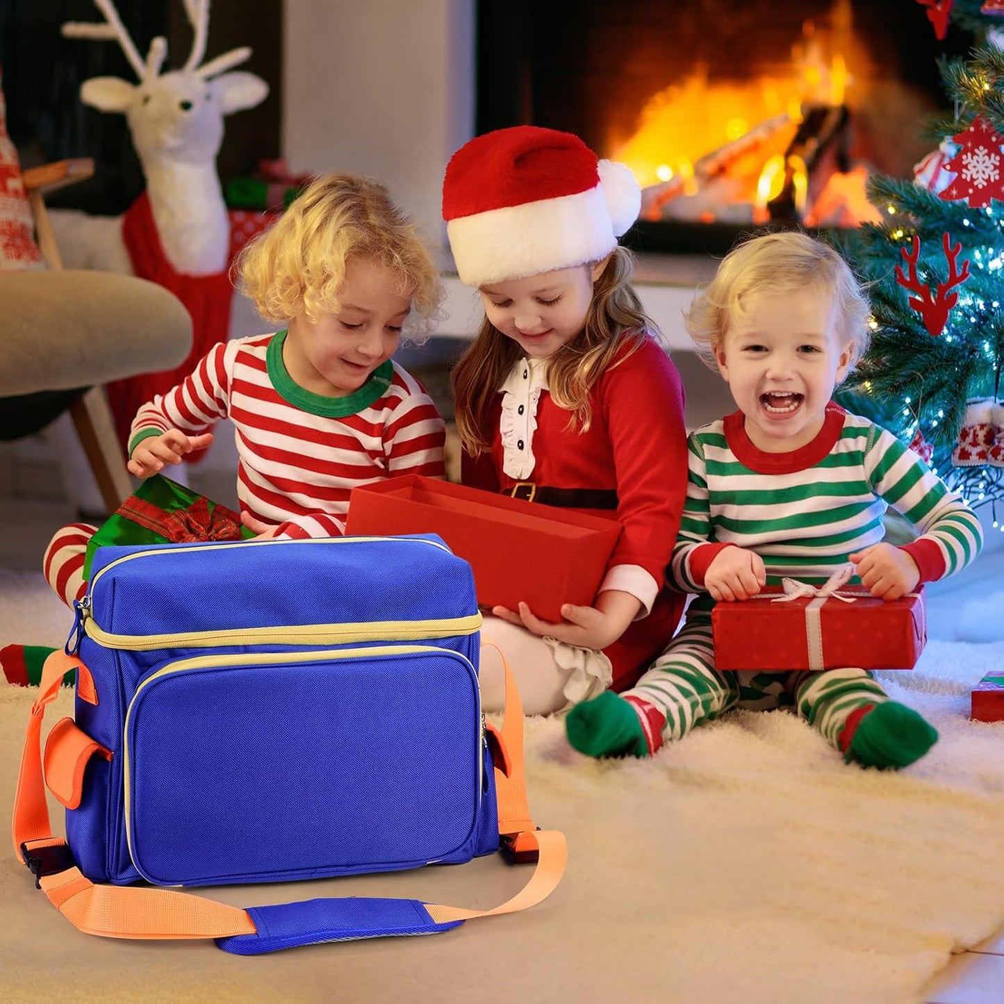 Carrying Case for Little Tikes Story Dream Machine, Travel Storage Bag for Story Books and Characters with Shoulder Strap, 2 Layers (Blue)
