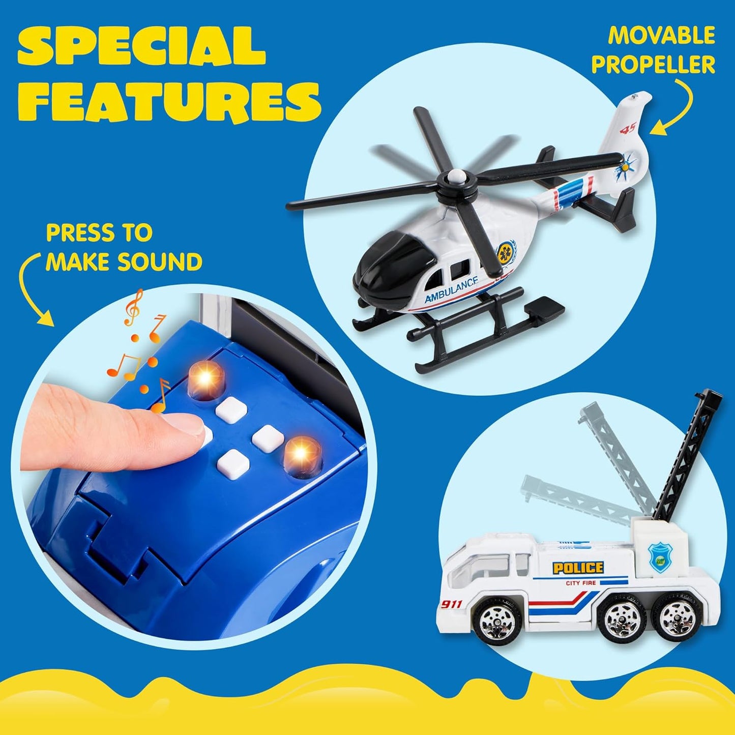 JOYIN 25 in 1 Police Rescue Truck Car Toy Set with Sounds and Lights, Mini Vehicles in Carrier Truck, Play Police Patrol Rescue Vehicle Toy, Birthday Gifts for Over 3 Years Old Boys, Easter Basket
