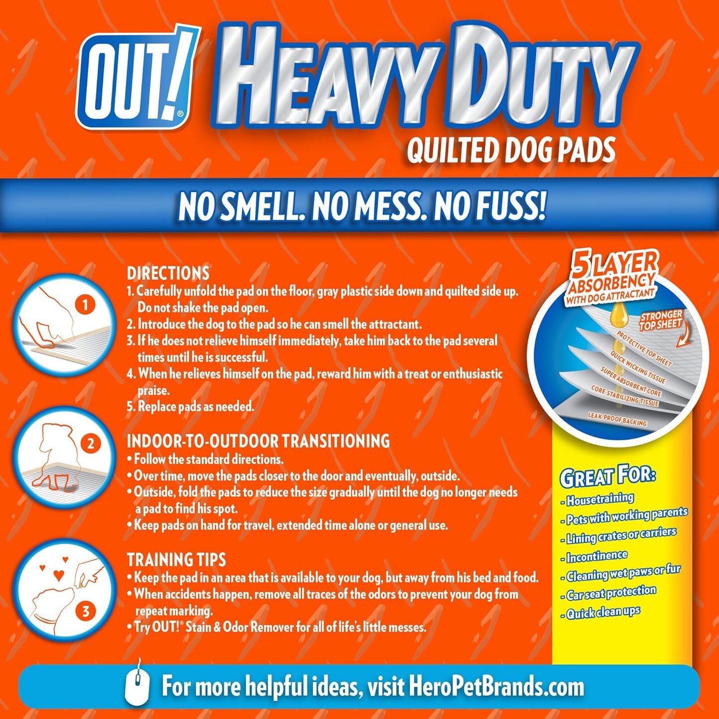OUT! Petcare Puppy Pads XXL, Heavy Duty, Leak Proof Pee Pads for Dogs, Potty Training & Housebreaking, Puppy Essentials (26"x30", 30 Count)