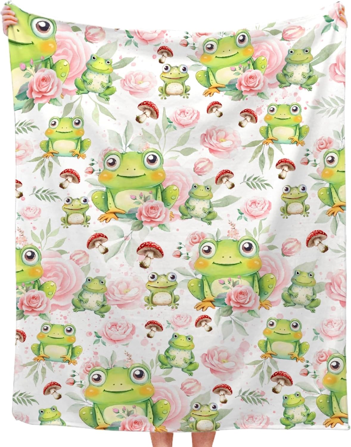 Frogs Mushroom Blanket Gifts for Boys Girls, Ultral Soft Microfiber Lightweight Frogs Throw Blanket for Couch Travel 40"x50" for Kids