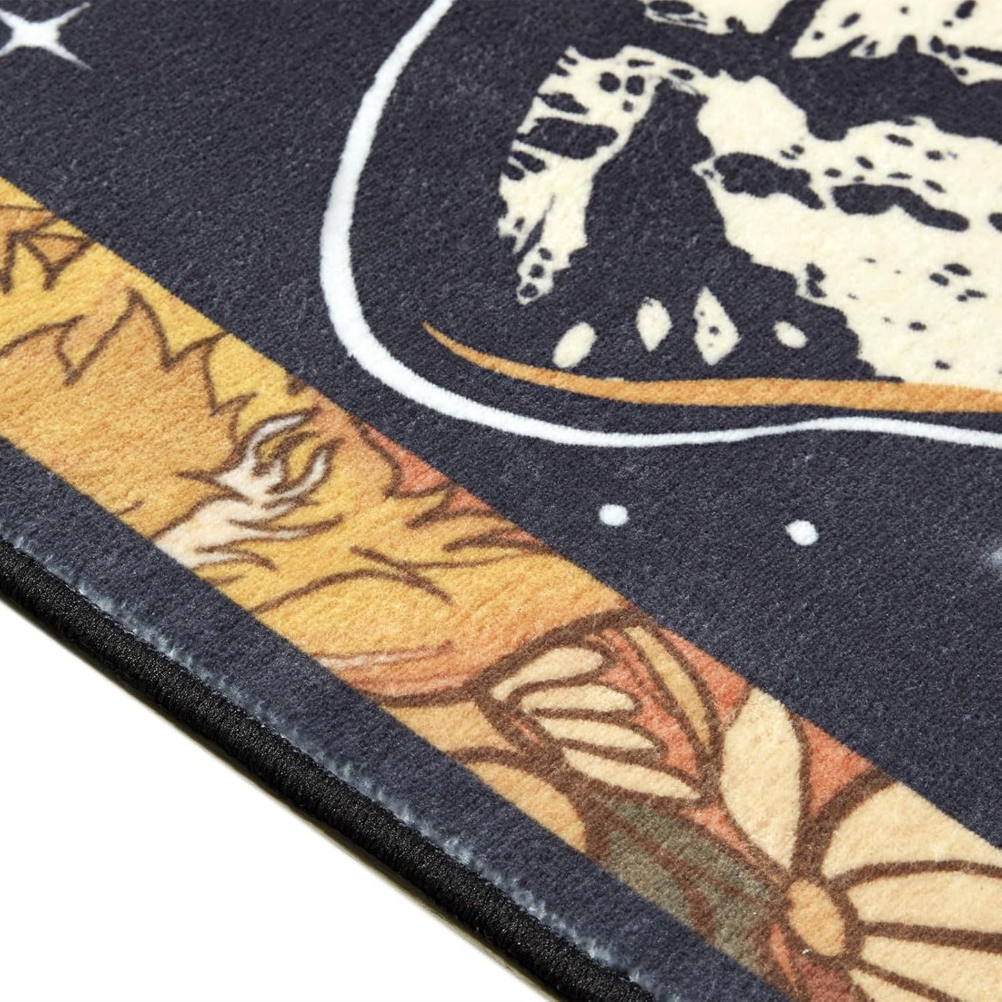 Washable Mystical Luna Moth Rugs Ultra Thin, Boho Moody Black Floral Aesthetic Bedroom Rugs Vintage Hippie Celestial Trendy Indie Dorm Rug, Retro Cute 4x6 Area Rug for Dining Living Room Entryway