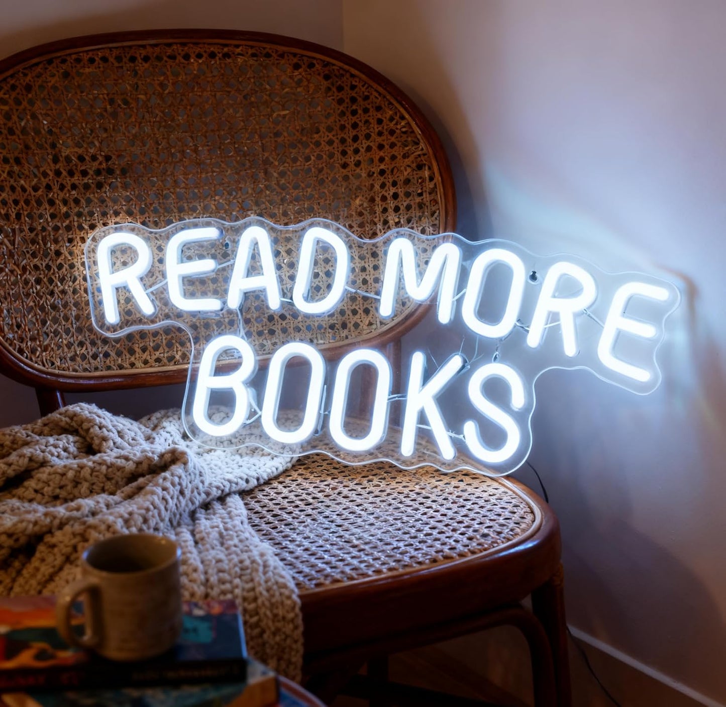 Read More Books Neon Sign, USB Powered Decorative Neon Light for Book Lover Gift Teens Bedroom Library Bookstore Reading Nook Wall Table Decor 15 x 6.3 In