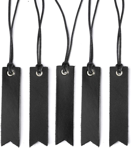 Leather Bookmarks for Men Women, Handmade Page Markers for Book Reading, Gift for Reader Writers (Black 3)