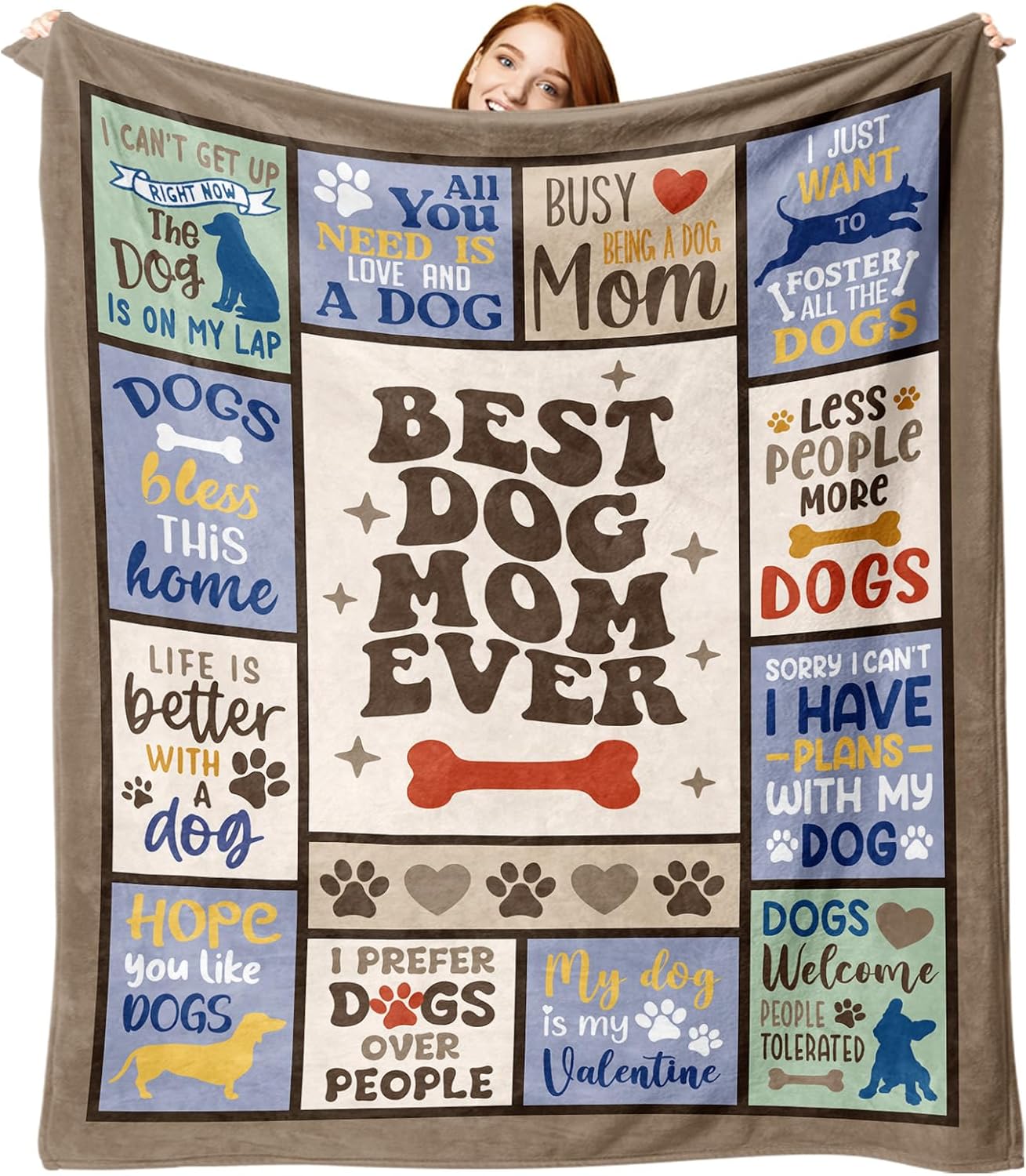 Dog Mom Gifts for Women Flannel Throw Blanket, Birthday Gifts for Dogs Lovers Owners, Best Dog Mom Ever Gift Ideas, Mothers Day for Mama, Soft Bedding Sofa Blankets 50 x 60 in