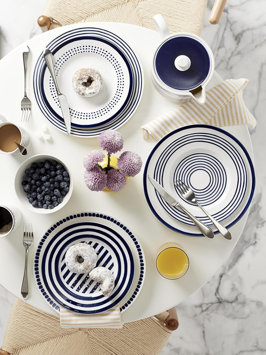 Kate Spade New York Charlotte Street West 16-Piece Dinnerware Set, 15.75 LB, Blue