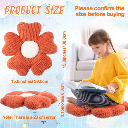 6 Pcs Flower Shaped Pillows Daisy Floor Throw Pillows 15 Inch Flower Seat Cushion for Reading Sofa Couch Bed Decor for Back to School First Day of School(Vivid Color)