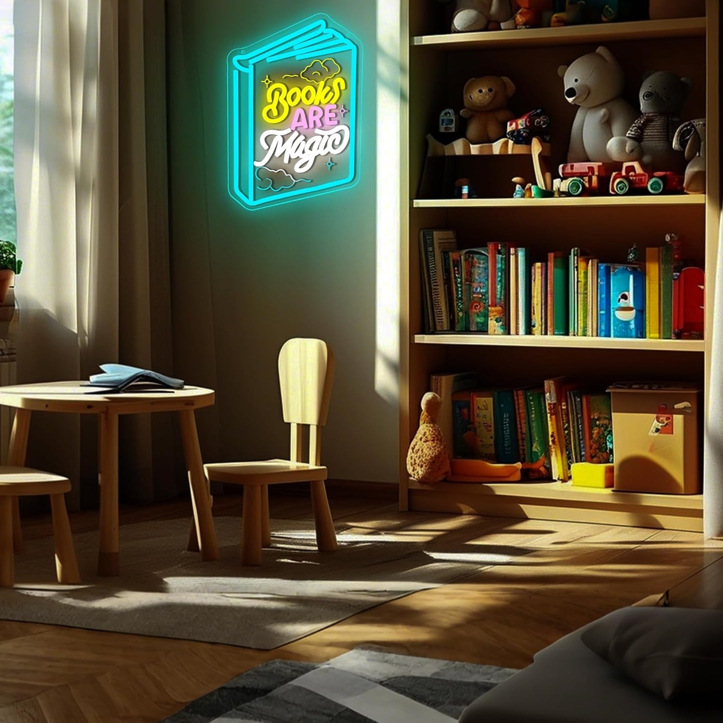 Books Are Magic Neon Sign for Wall Decor Dimmable Read Magic Book Neon Light for Man Cave Led Light Up Sign for Classroom Reading Room Book Party Library Bedroom Gifts Art Size 14.3 * 9.6In(WZCP287)