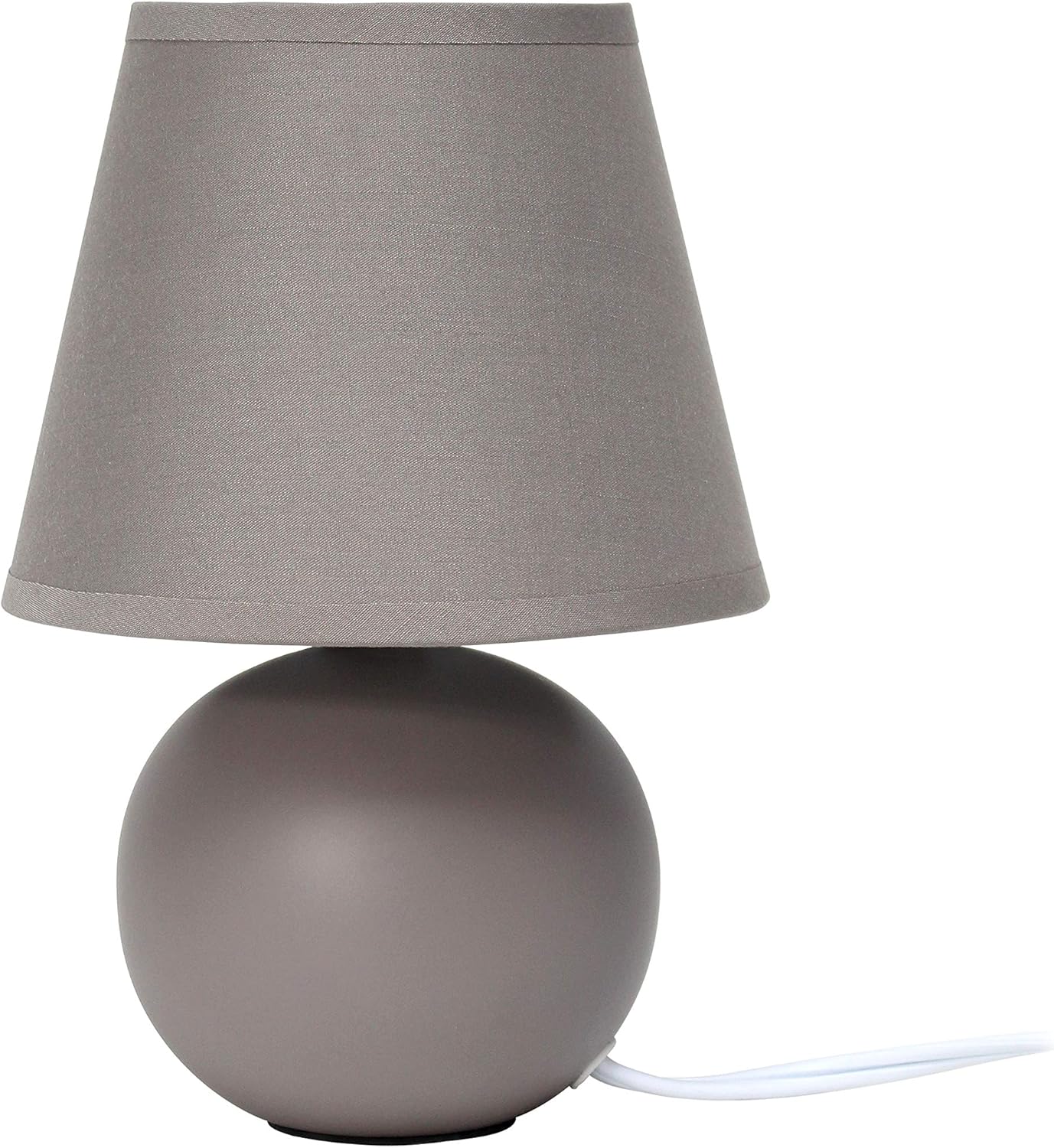 Simple Designs LT2008-GRY Mini Ceramic Globe Table Lamp with Matching Fabric Shade, Gray 5.51 x 5.51 x 8.66