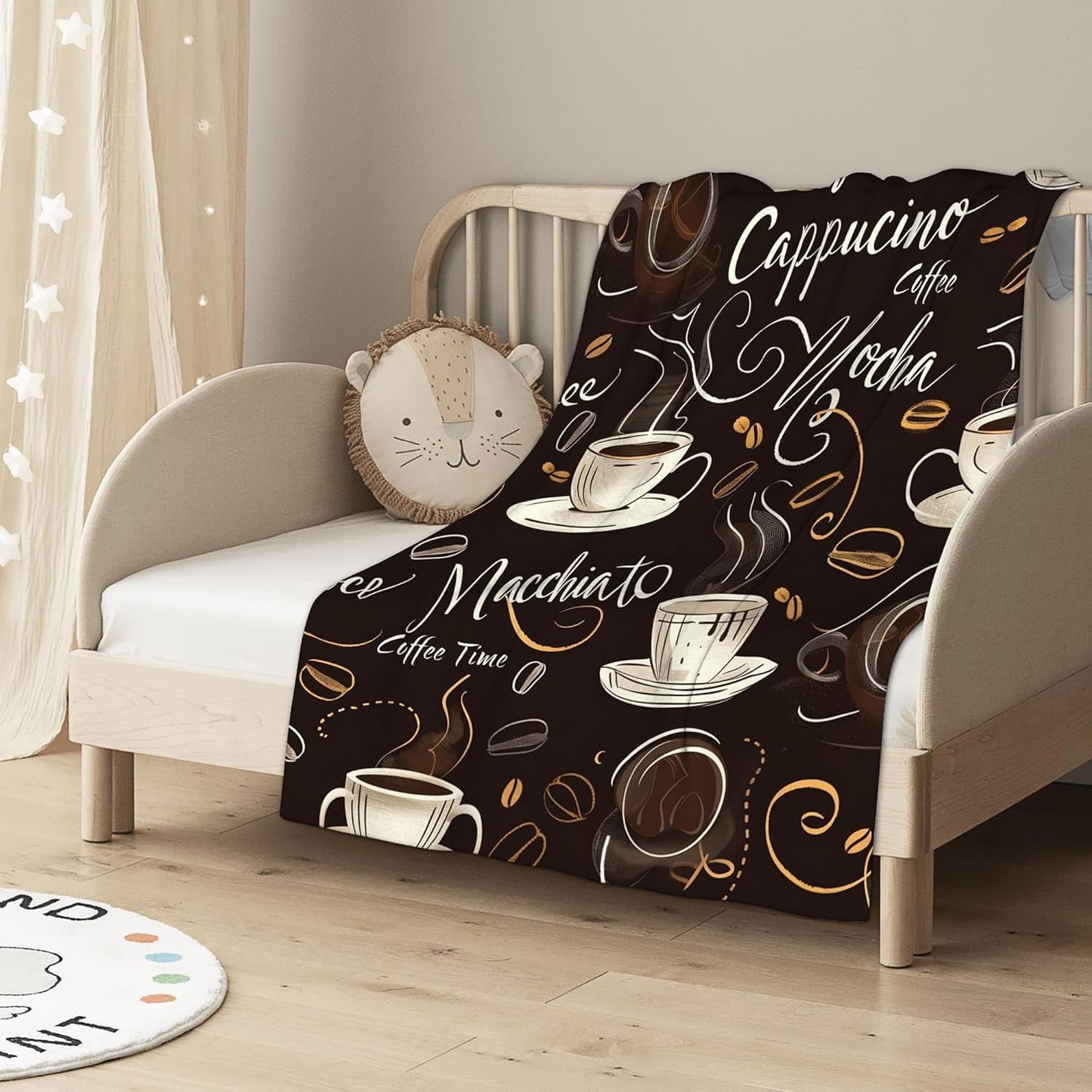 Throw Blanket, Retro Cafe Blanket Coffee Art Throw Blankets for Bed Kids Adults, Lightweight Cozy Blanket for Living Room, Bedroom 50"x60"