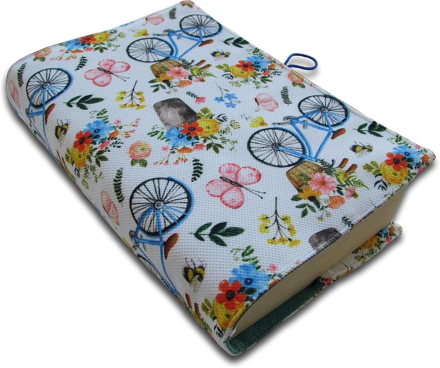 Cloth Book Cover, Fabric Novel for Cover Sleeve Protector, Bicycle Pattern Washable, 5.5 x 8.2 x 1.6 Padded Bag