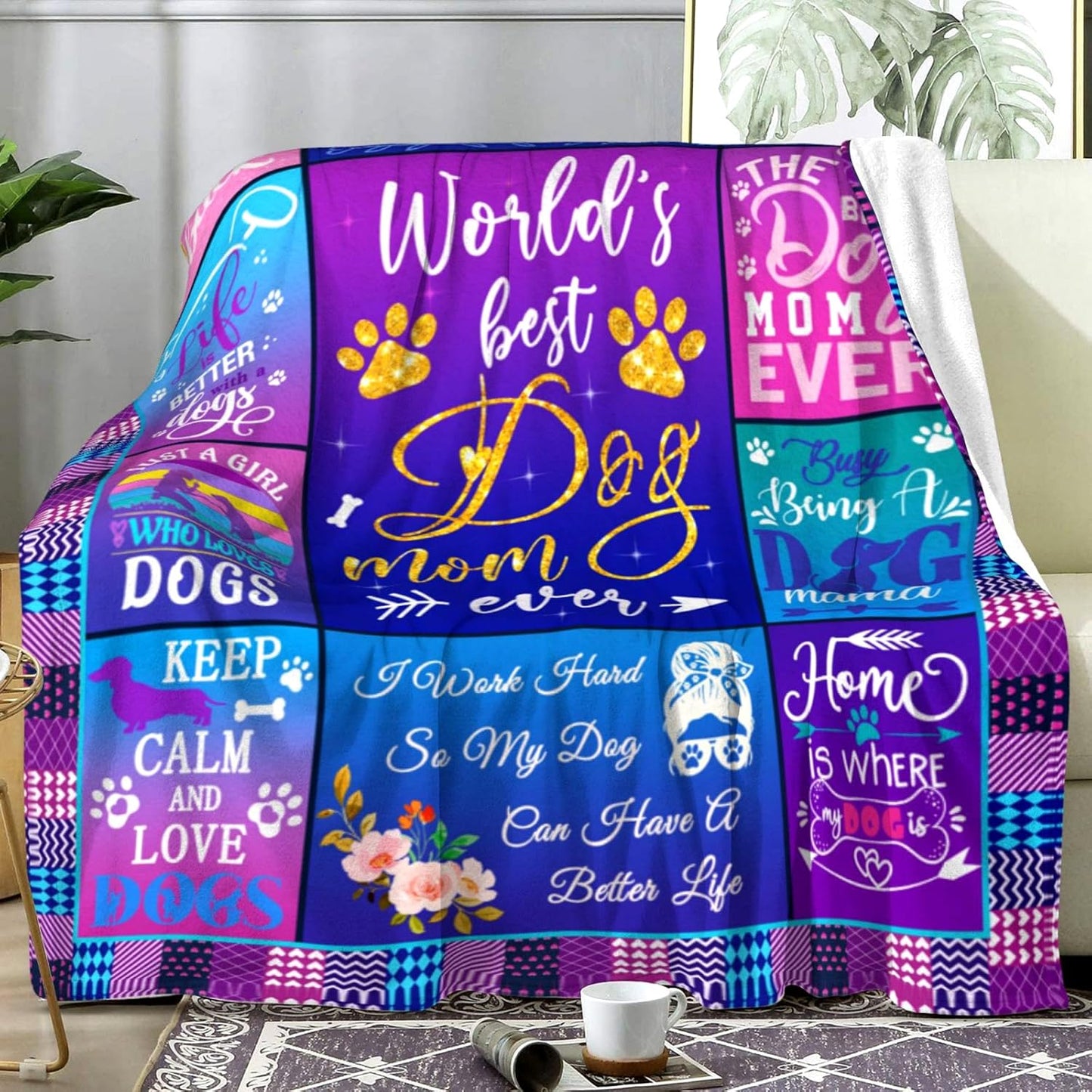 Dog Mom Gifts for Women,Mothers Day Dog Mom Blanket Gifts for Dog Lovers for Women,Throw Blankets for Dog Moms Birthday Gifts for Bed Couch 50”X40”