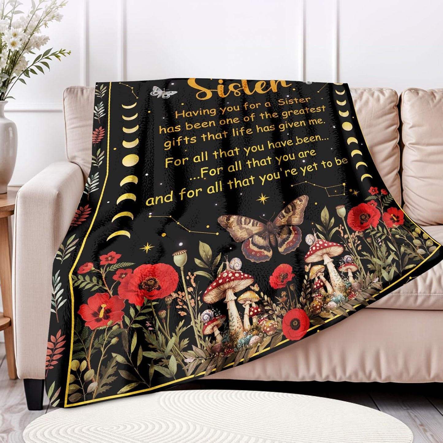 Sister Gifts Blanket - Sisters Gifts from Sis, Gift for Sisters Birthday, Birthday Gift for Sister Throw Blanket 60"X50", to My Sis Blankets for Women