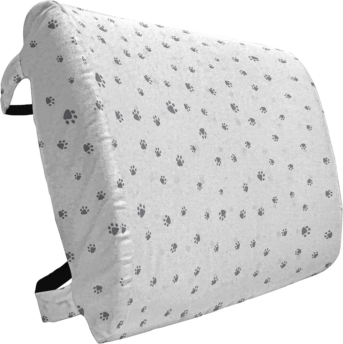 Ambesonne Dog Lover Lumbar Pillow, Foot Prints of an Animal Pet Canine Marks Abstract Nature Themed Illustration, Soft Back Cushion for Office Chairs with Adjustable Straps, 14" x 13", Grey White