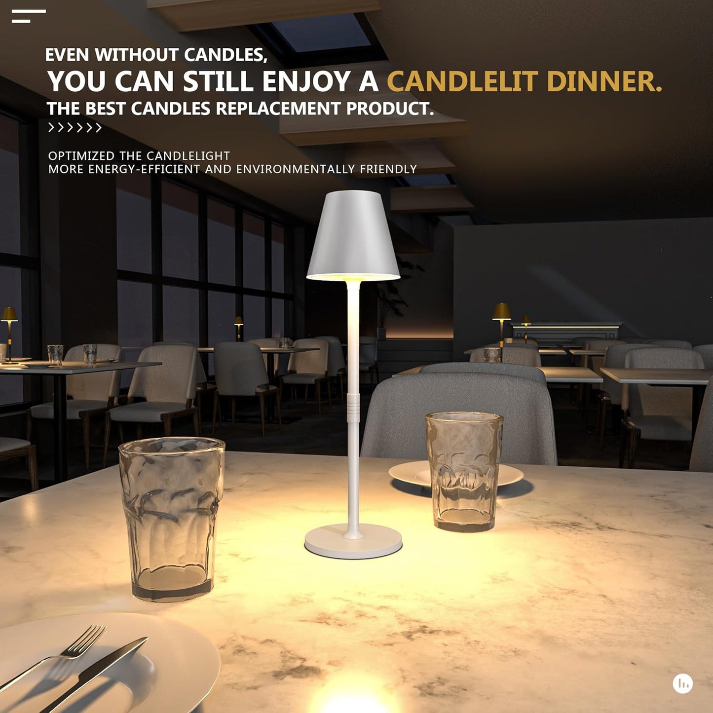 Modern LED Cordless Table Lamp, 4000mAh Rechargeable Battery, 3 Level Brightness Night Light, Metal Shell, Minimalist Design, for Couples Dinner/Coffee Table/Restaurant/Bedroom, White