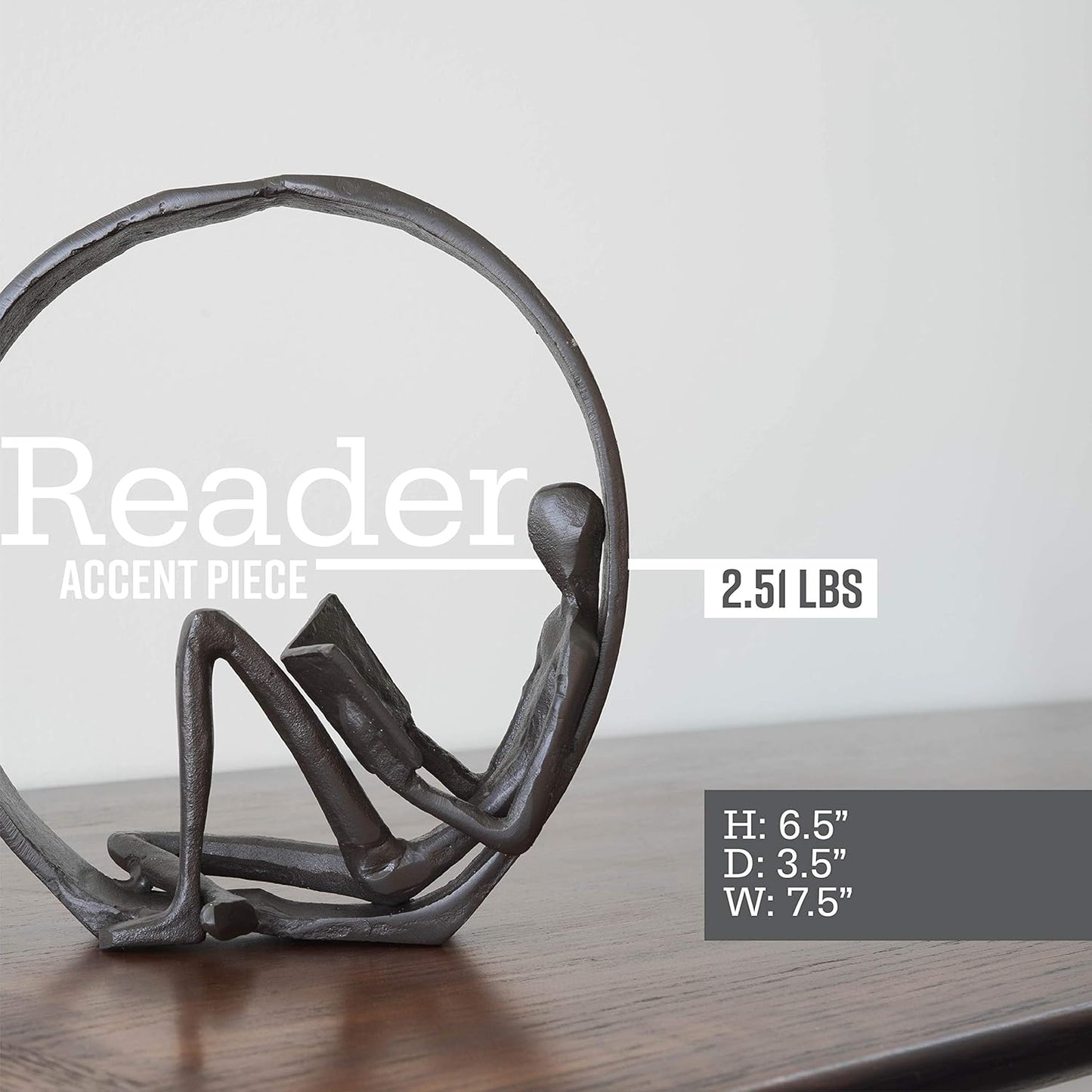 Danya B. Contemporary Encircled Male & Female Reader Cast Iron Sculpture Bookend Statues (Single Male)
