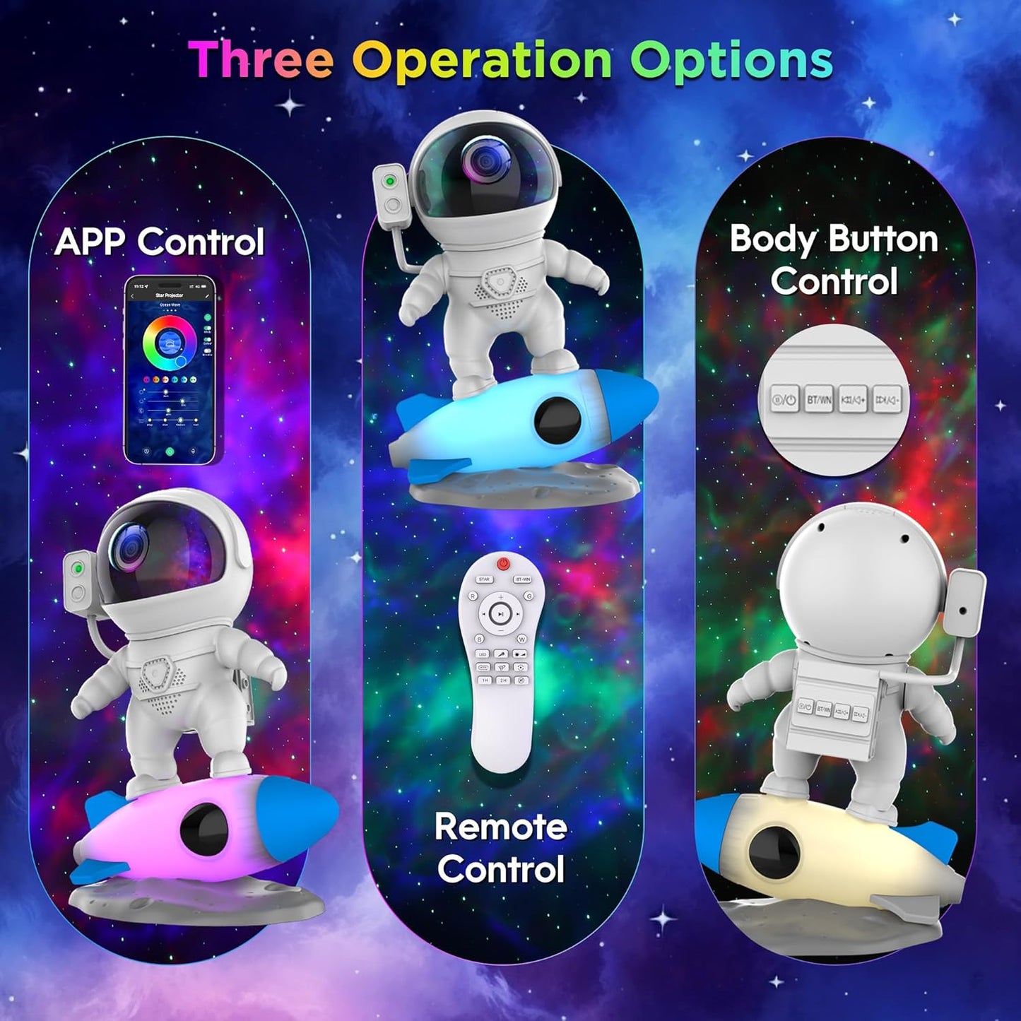 Astronaut Galaxy Projector with Bluetooth Speaker & White Noise, App & Remote Control Star Projector, Galaxy Projector for Bedroom Adults Kids, Spaceman Night Light for Gaming Room, Home Theater