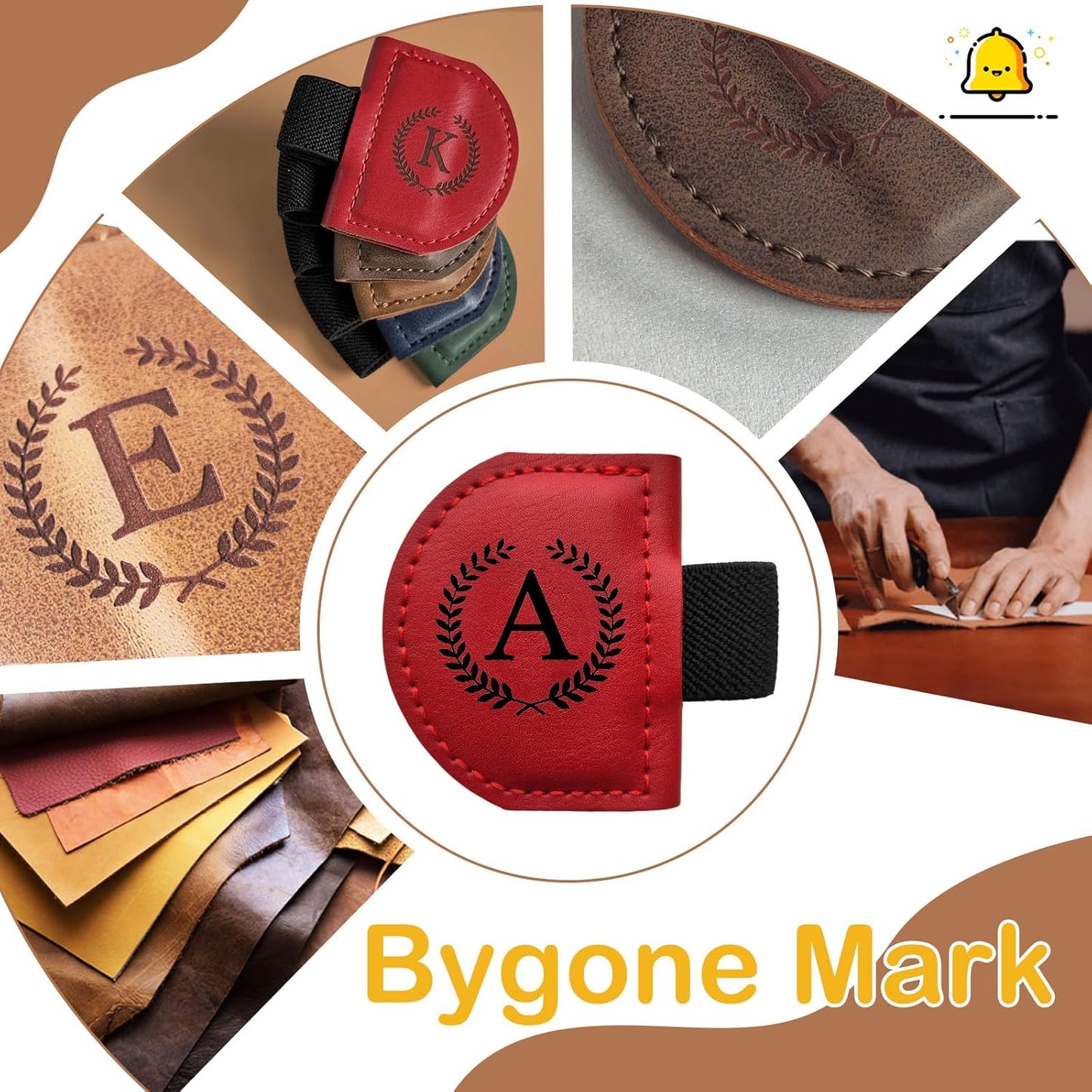 MOTEERLLU Bygone Mark Bookmark with Pen Holder, Initial Personalized Leather Magnetic Book Mark, Custom Bookmarks for Women & Men, Ideal Gift for Book Lovers, Readers