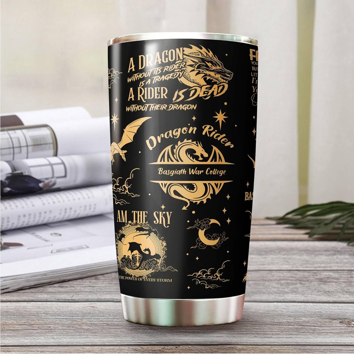 Kozmoz Inspire Basgiath Gifts - War College Tumbler - Fourth Dragon Rider Book Mug - Fantasy Bookworm Cup - Dragon Wing 20 Oz Tumbler - Wing Gifts For Book Lovers on Christmas, Birthday