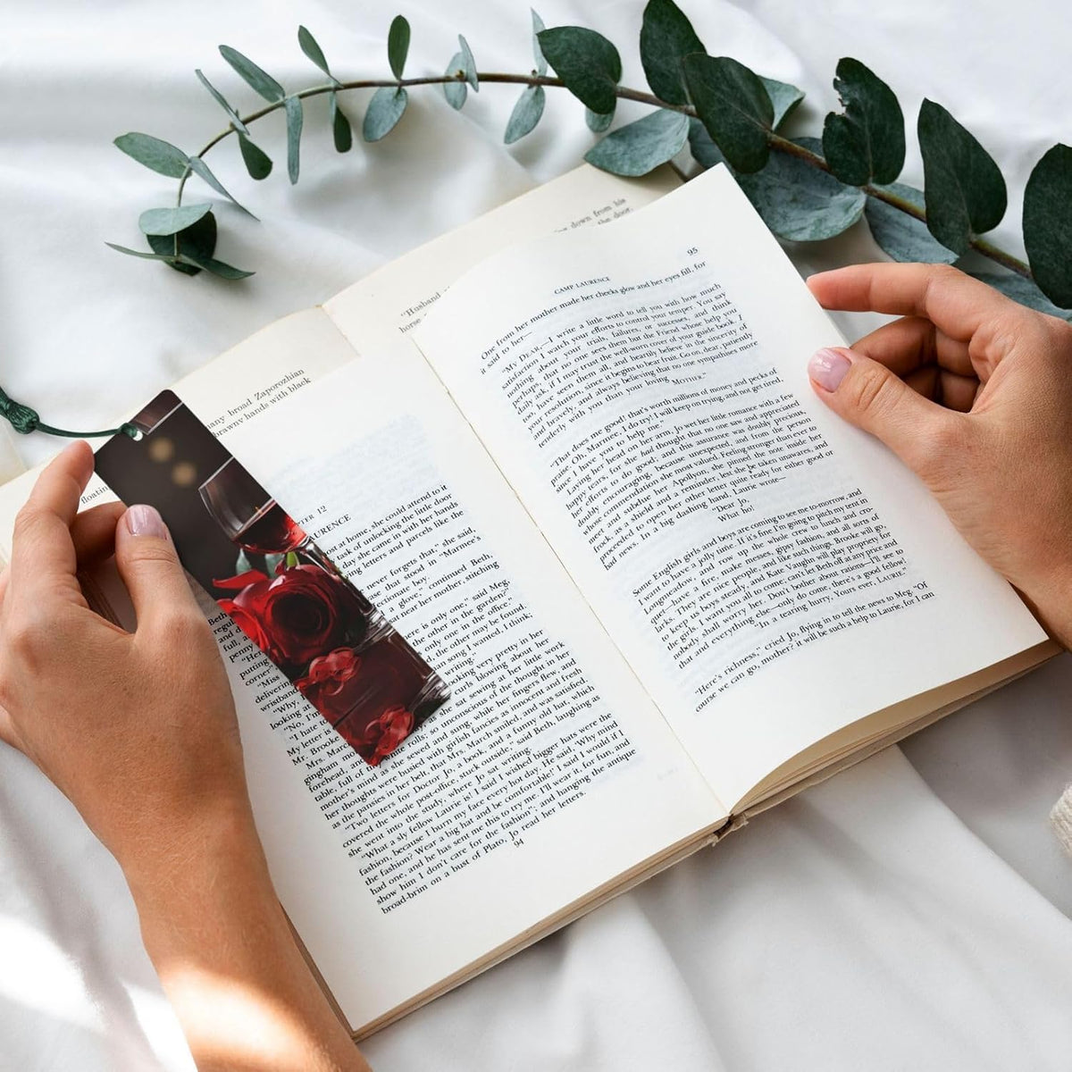 Red Rose Wine Glass and Candle Wooden Bookmarks for Book Lovers, Handmade DIY Book Mark with Colorful Tassels Double-Sided Printed Page Markers Artistic Book Accessories Gift for Women Men