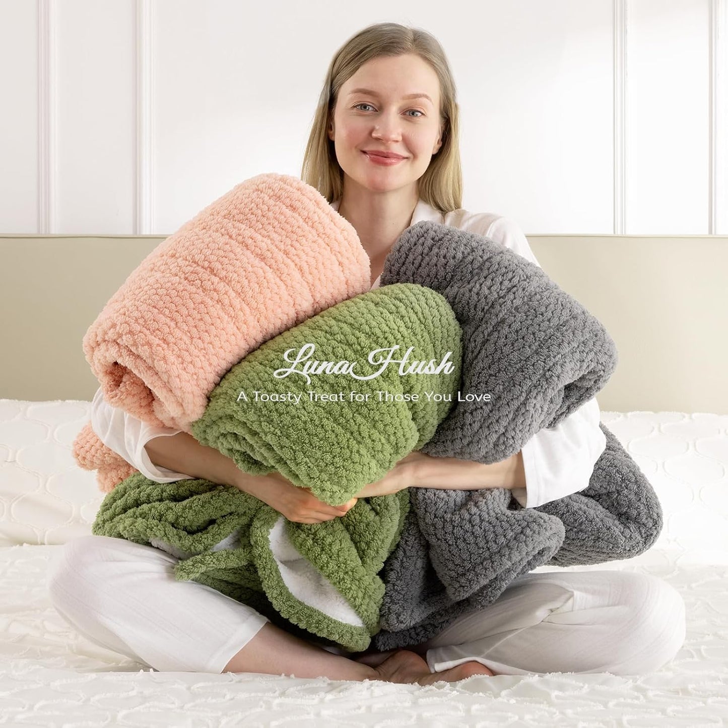 Heated Throw Electric Blanket, 50x60 Inches Fuzzy Fleece Blanket, Soft Fluffy Fast Heating Blanket 8 Heating Levels & 8 Hours Auto Off, Blanket with ETL & FCC Certification, Green