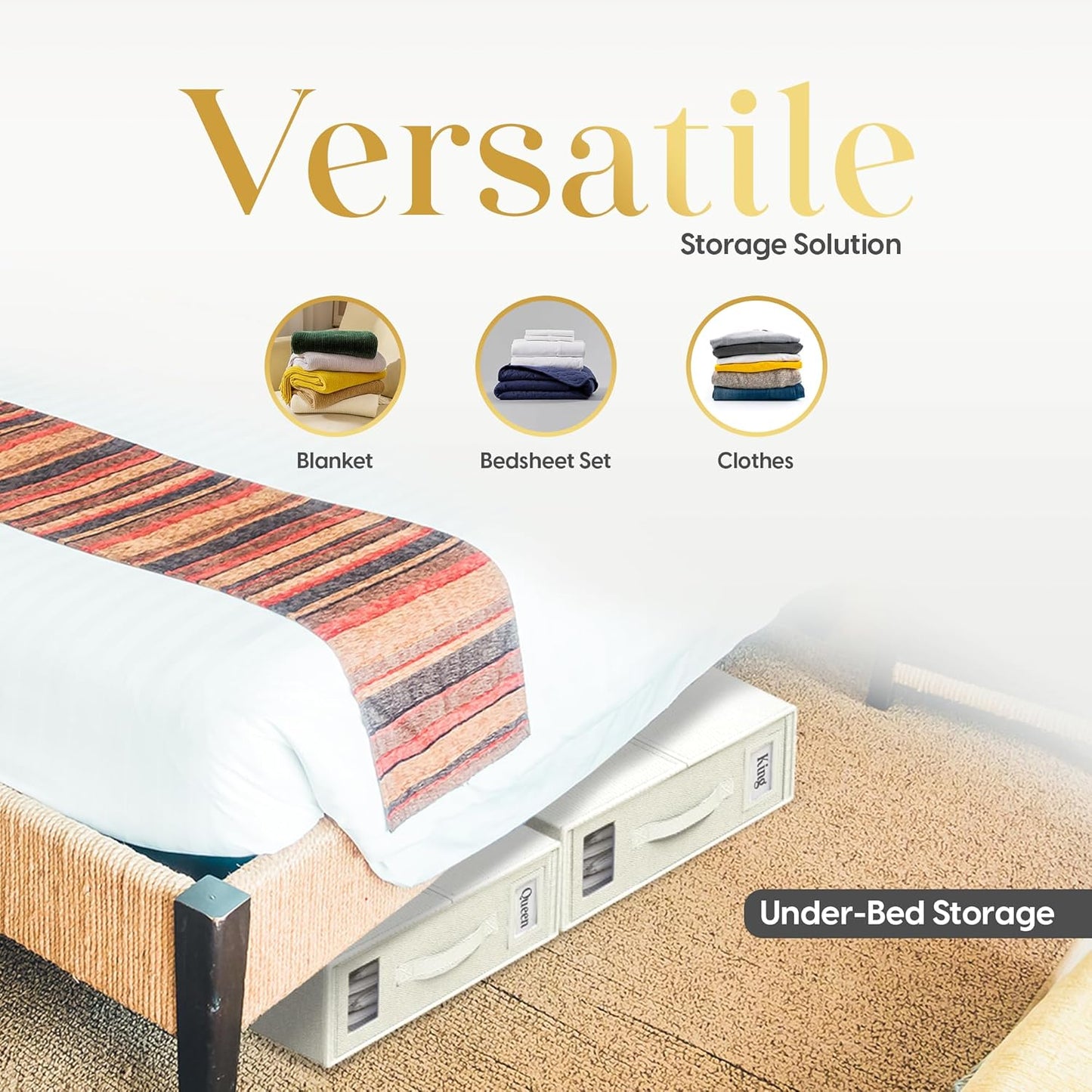 Sheet Organizers and Storage – 4 Pack Bed Sheet Organizer for Queen & King Size, Foldable Linen Closet Storage for Bedding, Duvet Covers, and Pillowcases