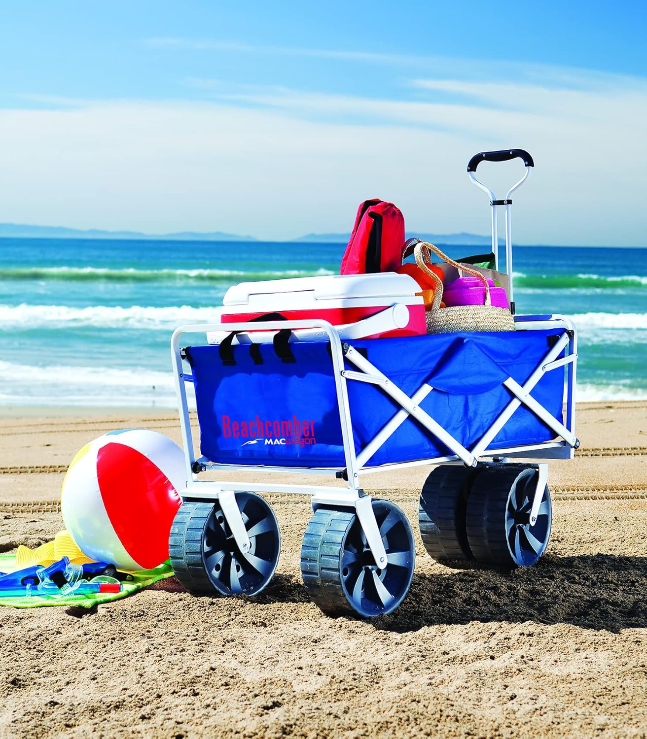MacSports 150lb Capacity All Terrain Beach Wagon and Cascade Mountain Tech 250lb Capacity Camping Chair Bundle