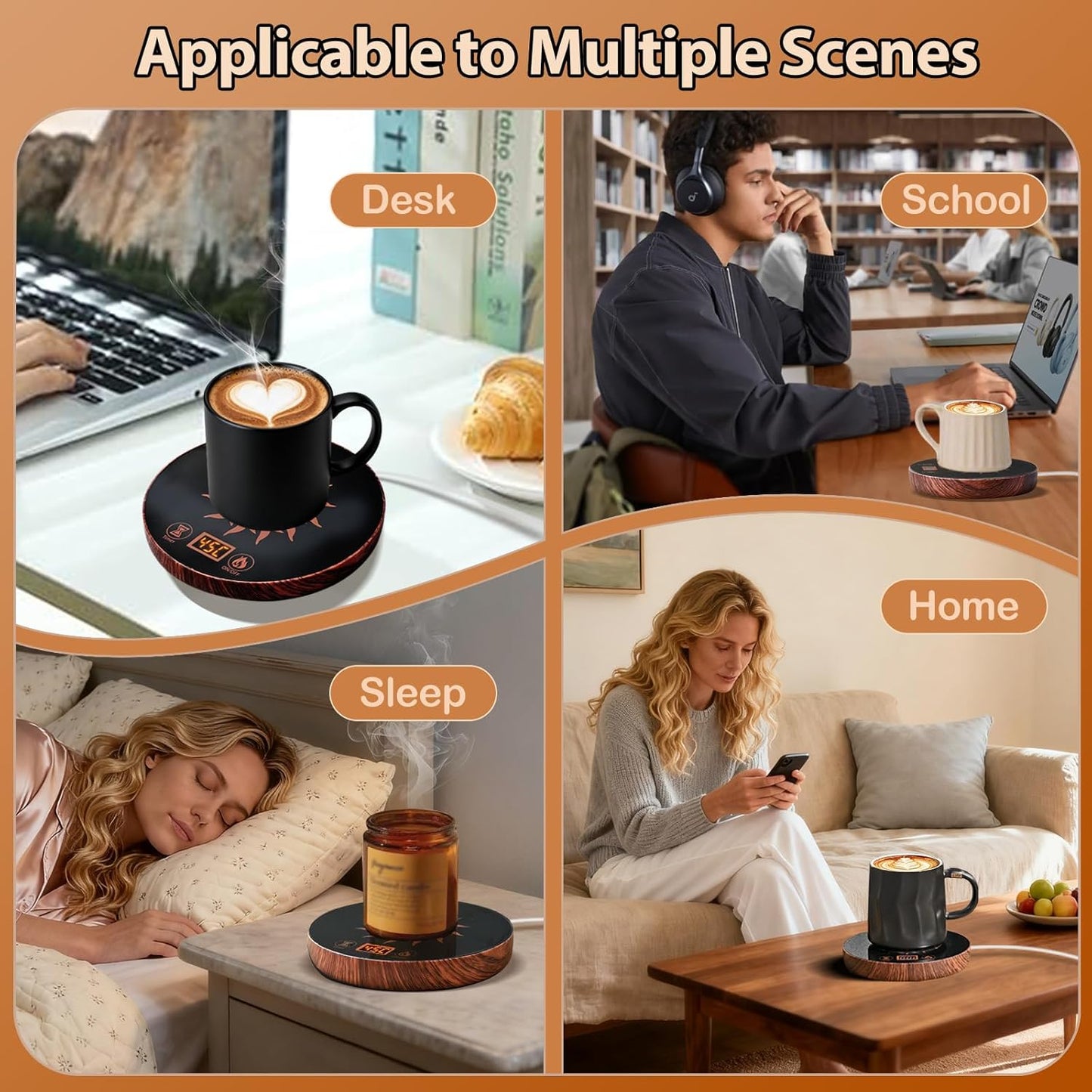 Coffee Mug Warmer for Desk with Auto Shut Off, Coffee Warmer for Desk with Auto Shut Off 2 Temperature Settings& 12 Hours Timer