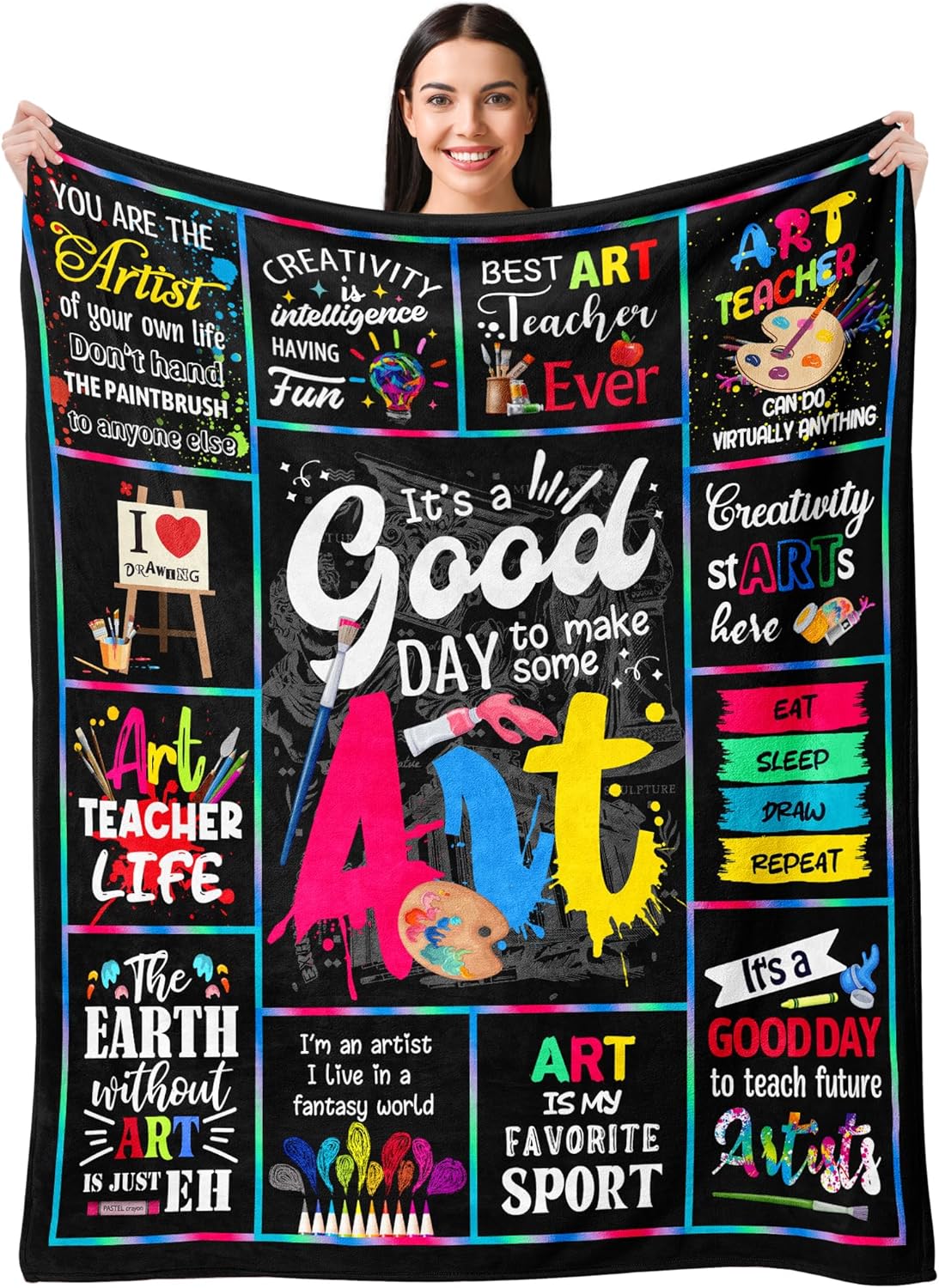 Best Gifts for Artists, Art Teacher Gifts, Art Teacher Appreciation Gifts, Art Gifts for Women, Men, Birthday Gift for Art Lovers, Artist Gifts for Christmas-Soft Fannel Throw Blanket 50"x60"
