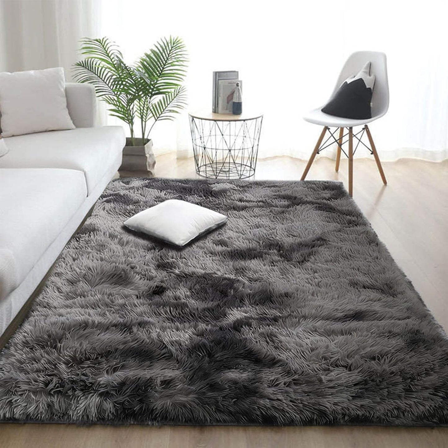 Large Washable Area Rug Shag Rug, Ultra Soft Fluffy Plush Carpet with Non-Slip Backing, Thick Fuzzy Indoor Floor Mat for Living Room Bedroom Kids Nursery Dorm Home Decor (R,50x120cm)