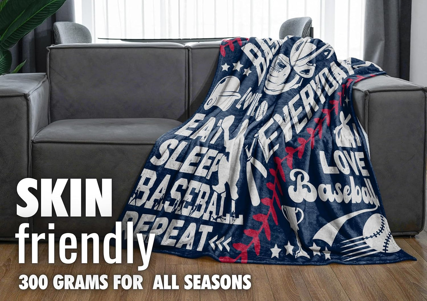 InnoBeta Baseball Gifts for Boys Blanket Throw - Gift from Mom Dad for Teen Sport Fans Kids Adults - Baseball Everyday - 50" x 65"