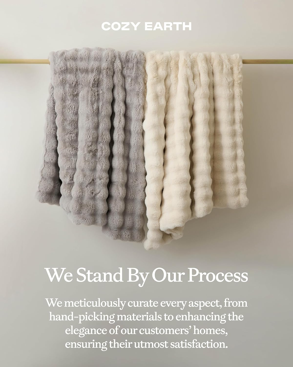 Cozy Earth Bubble Cuddle Blanket - Faux Fur Ultra-Soft Luxury Throw Blanket - Comfortably Weighted Design for Lounging or Sharing - Machine Washable - Light Grey Oversized Throw 80" x 60"