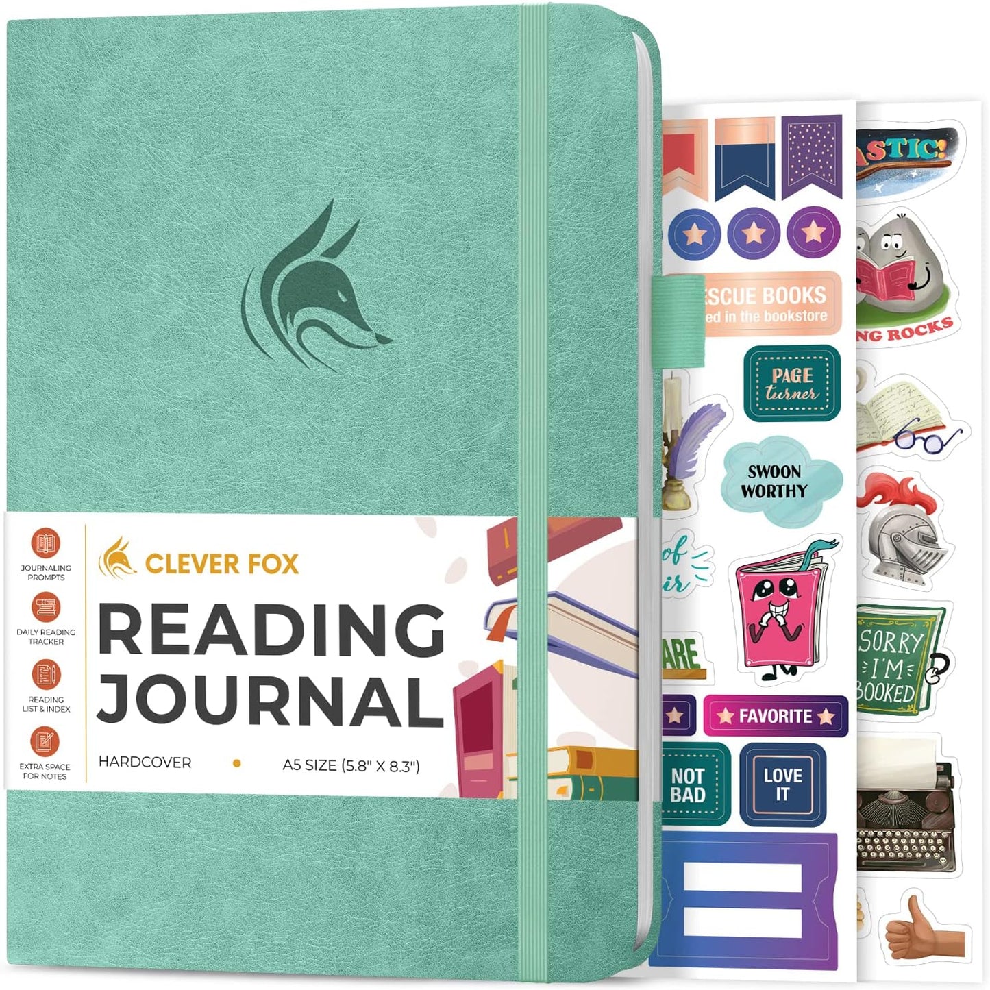 Clever Fox Reading Journal – Book Review Log – Gift Accessories for Reading Lover – Book Journal for Kids & Adults – A5, 5.8”x8.3” (Mint Cream)