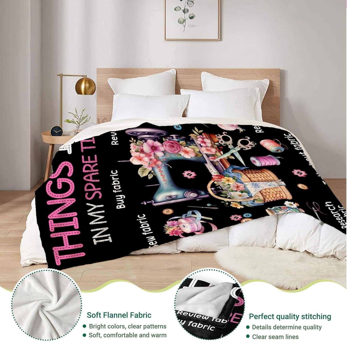 Sewing Blanket, Gifts for Sewing Lovers,Quilt,Quilting Lovers, Soft Lightweight Plush Flannel Quilt Throw Blankets for Mom Grandma Women Girls, 40"x50" for Kids