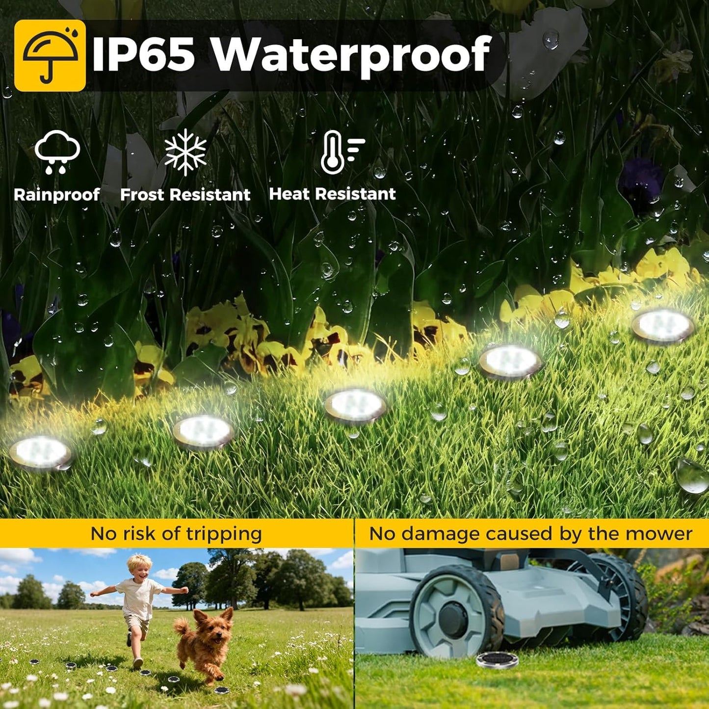 6 Pack Solar Ground Lights Outdoor, 8 LED Mini Flat Solar Disc Lights, IP65 Waterproof Pathway Lights Solar Powered, Landscape Lighting for Garden Walkway Driveway Pathway Yard Lawn,Cool White
