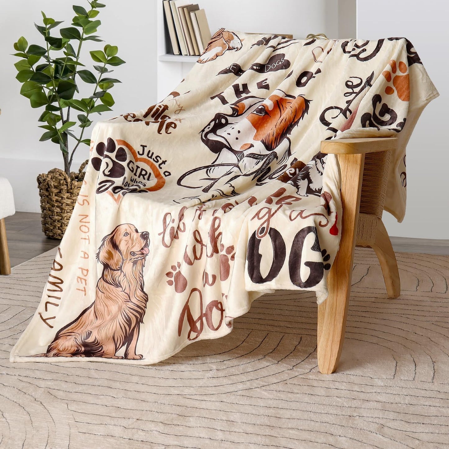 Dog Throw Blanket Cute Dog Animal Pattern Blanket Ultra Soft Flannel Fleece Blankets Lightweight Cozy Fluffy Plush Blanket for Bed Couch Sofa 50" X 60"