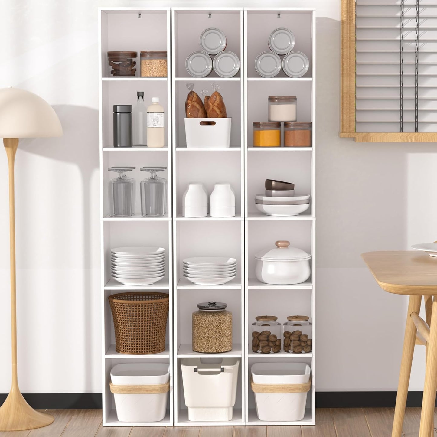 6 Cube Storage Organizer, 6 Tier Cube Low Bookcase Freestanding Storage Display Organizer, Six-Cubes Open Shelf Bookshelf for Home Office (White, 6-Cube)