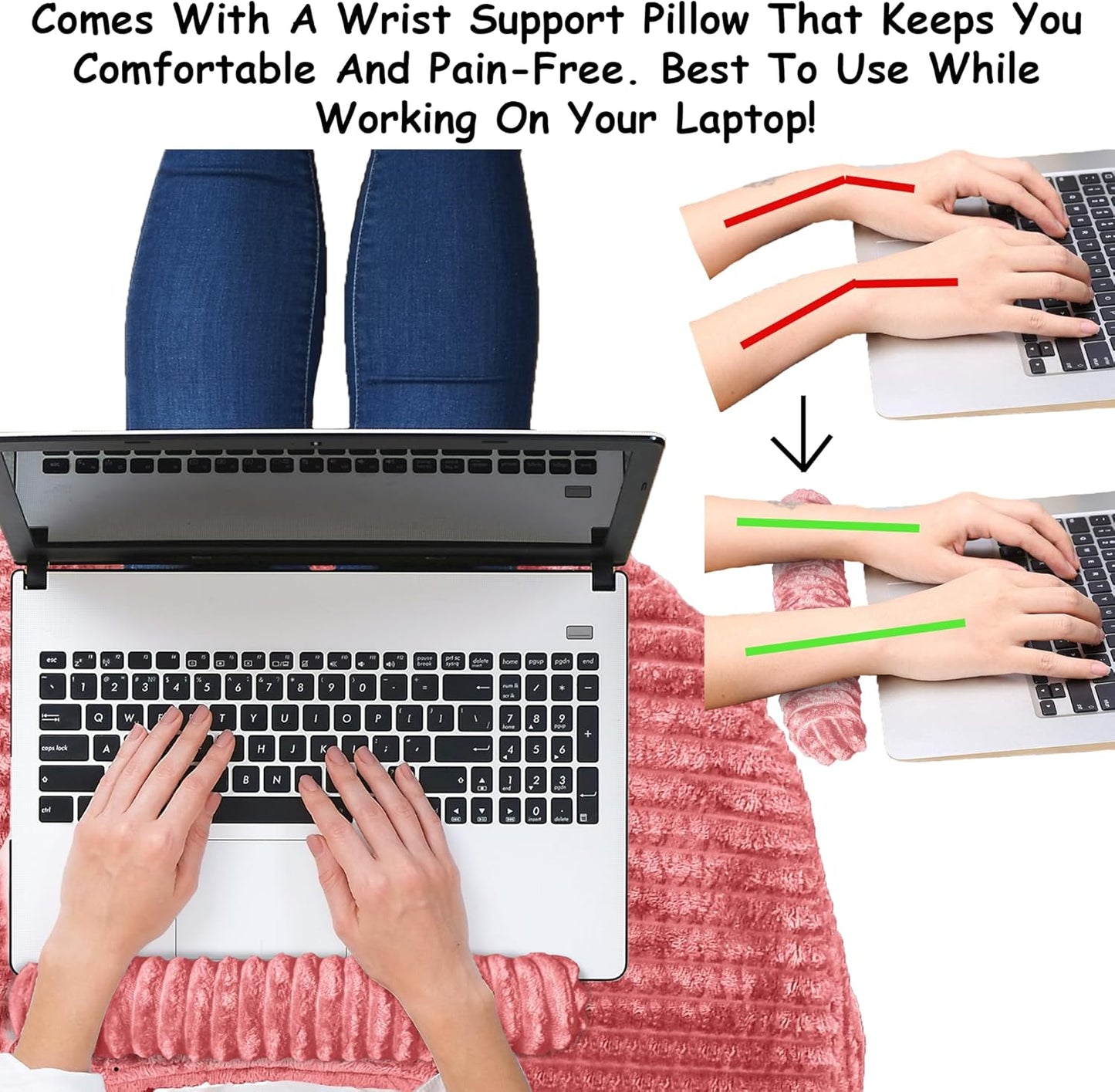 Homie 3-in-1 Reading Pillow for Gaming, Extra Large with Reading Light and Wrist Support Pillow, Memory Foam Lap Desk Bed Rest Pillow with Arm Rest, for Working, Playing Steam Deck Switch or Sitting
