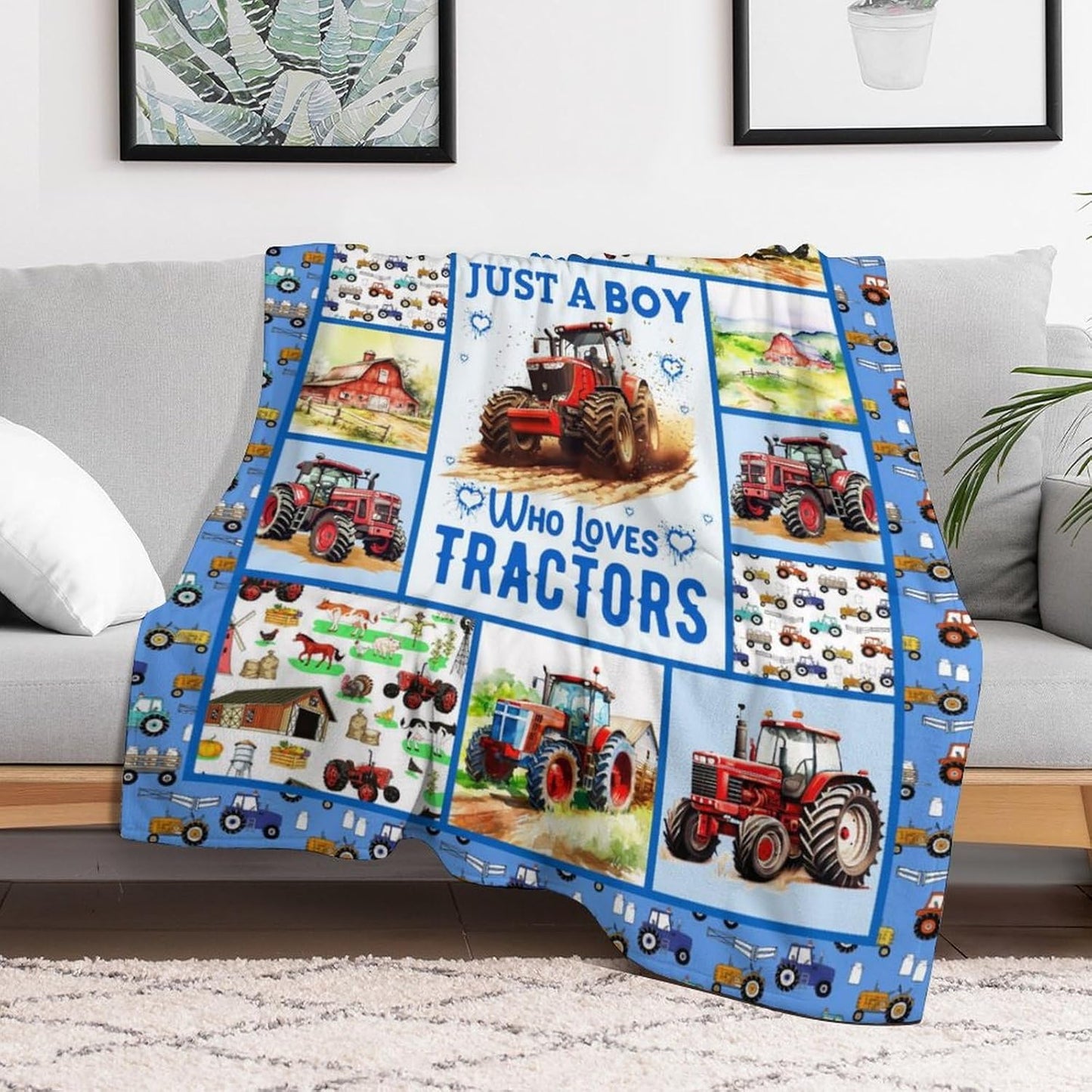 Tractor Throw Blanket - Soft Flannel Blankets for Teens Adults Women Men Tractor Lovers - Warm Throw Blankets for All Season Lap, Chair, Sofa - 70"x50"