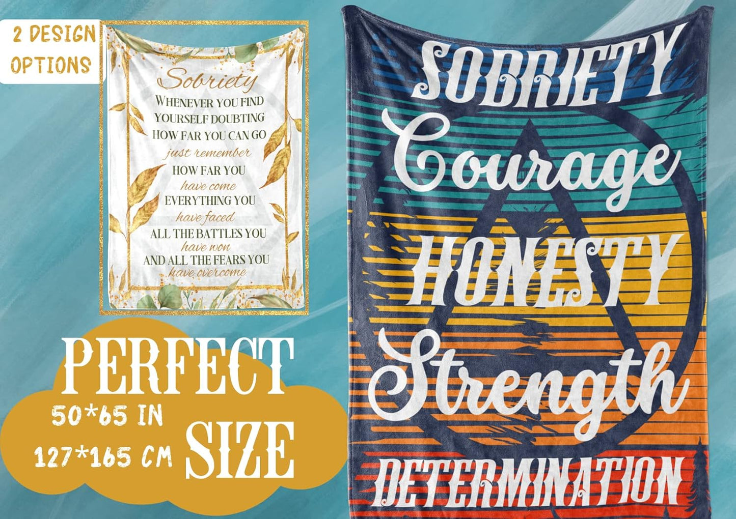 InnoBeta Sobriety Blanket - Flannel Throw for Women & Men, AA Gifts - 50"x 65"