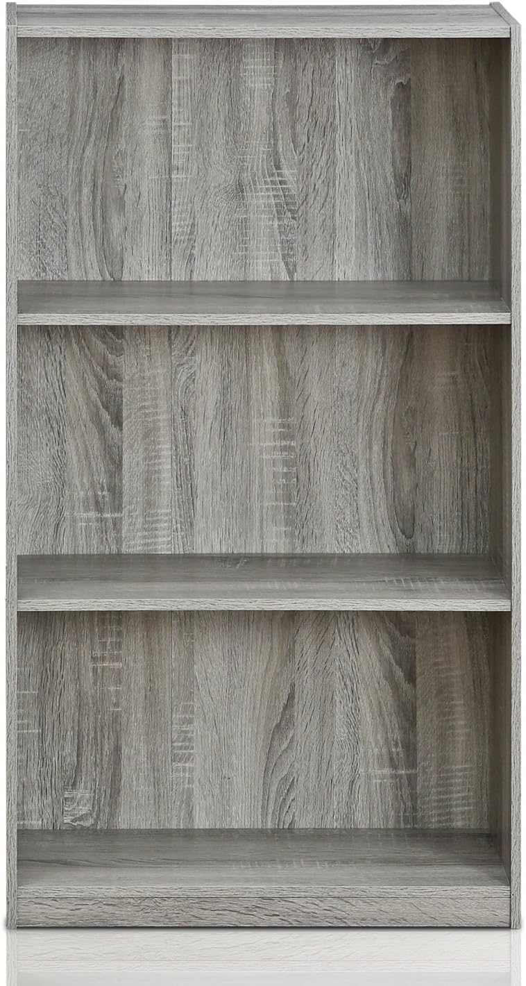 Furinno BASIC Book Shelf, 3-Tier Bookshelf with Open Shelves, Standing Bookcase, 9.3" x 21.8" x 39.5", for Organization and Storage, for Living Room, Bedroom, Home Office, French Oak
