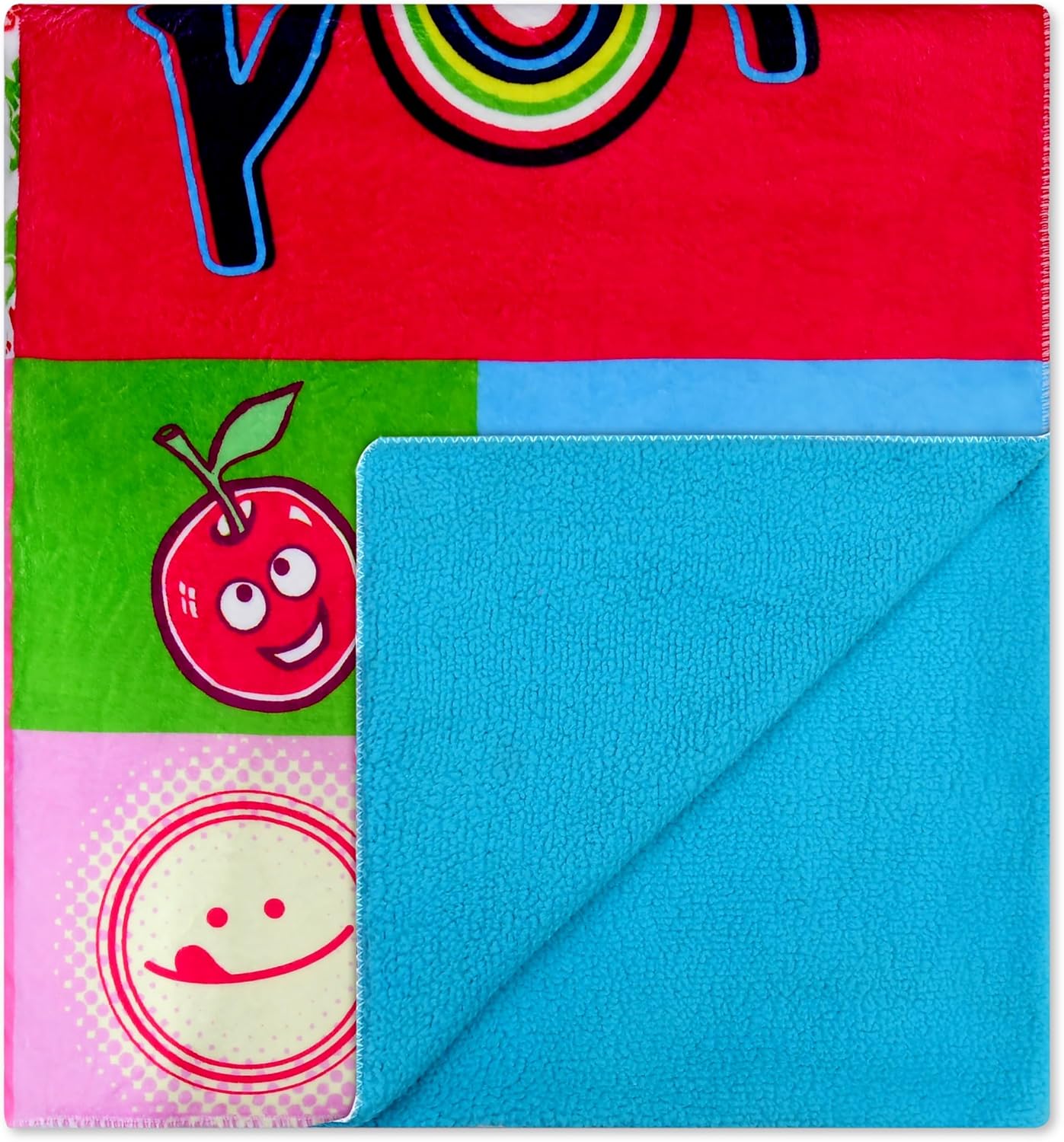 iscream Dum Dums Silky Soft Fleece and Cozy Sherpa 56" x 60" Reversible Throw Blanket - POP