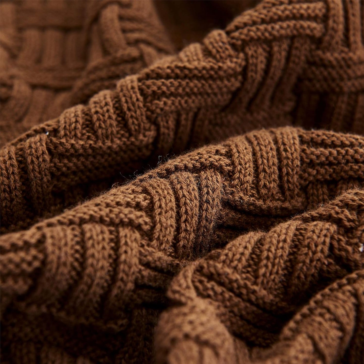 Dark Brown Cotton Knit Throw Blanket for Couch Sofa Bed - Home Decorative Soft Cozy Sweater Woven Fall Cable Knitted Blankets - 2.2 pounds 50 x 60 Inch