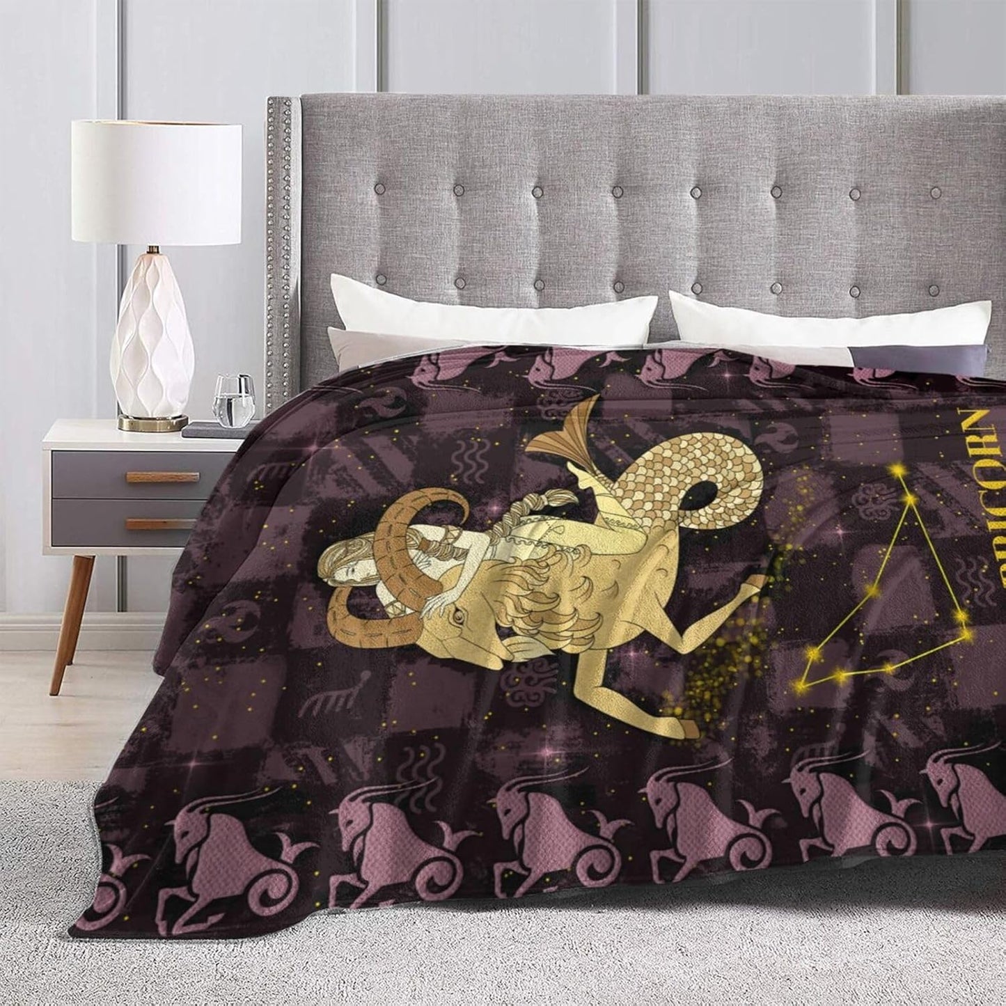 Constellation Capricorn Throw Blanket Flannel Zodiac Sign for Couch Bed Sofa Fuzzy Travelling Car for Women Man (60"x50", Capricorn)