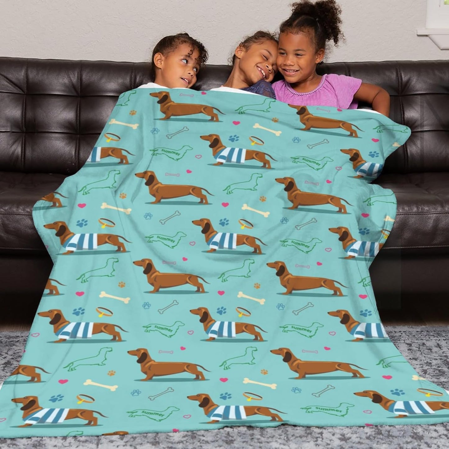 Dachshund Dog Blanket Gift Cute Animal Blanket Bed Throw Blanket Soft Lightweight Cozy Warm Blankets for Kids Teens Men Women (60"x50", Dachshund Dog)