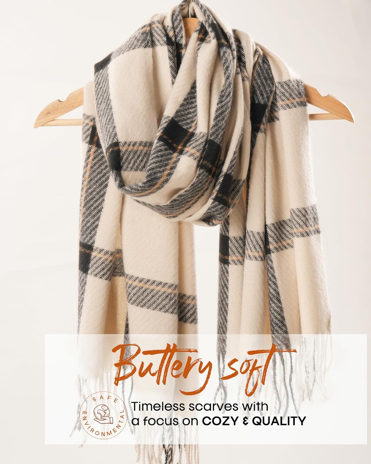 FURTALK Winter Scarf for Women Shawl Soft Tassel Plaid Large Oversized Scarves Wraps