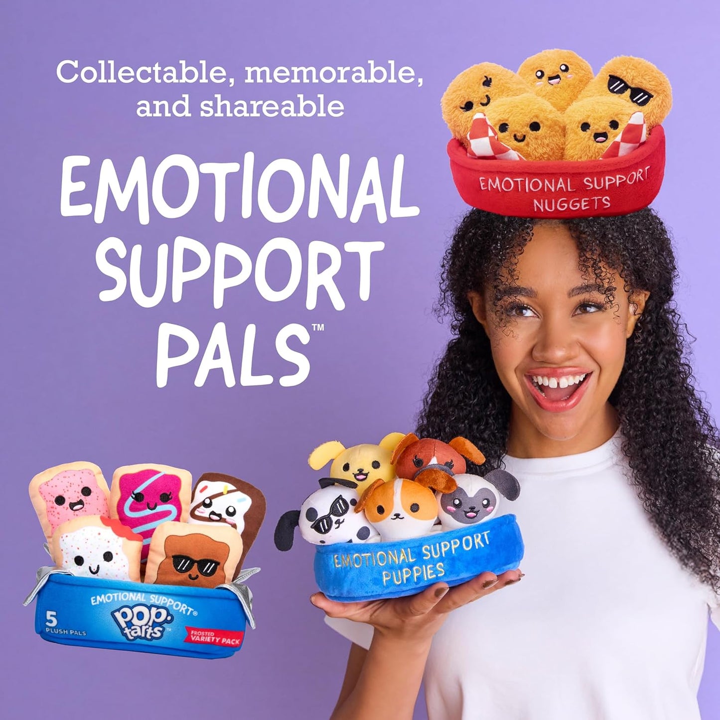 Emotional Support School Supplies Plush by Relatable - Cute Stuffed Animals and Squishy Toys, Fun Gift Ideas for All Ages, and Your Favorite Teacher - Includes 5 Plushies with Carrying Basket