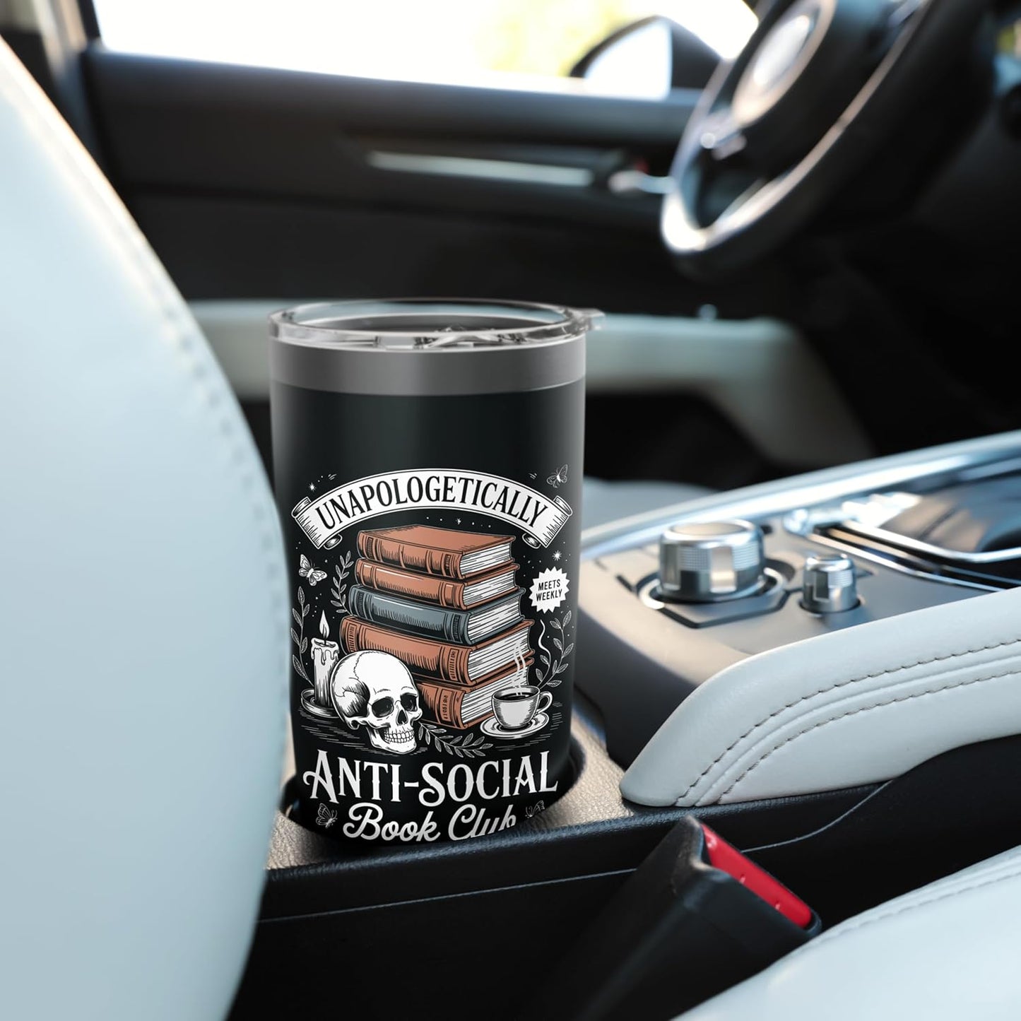 Anti-Social Book Club Reader Books & Coffee Dark Academia Stainless Steel Insulated Tumbler